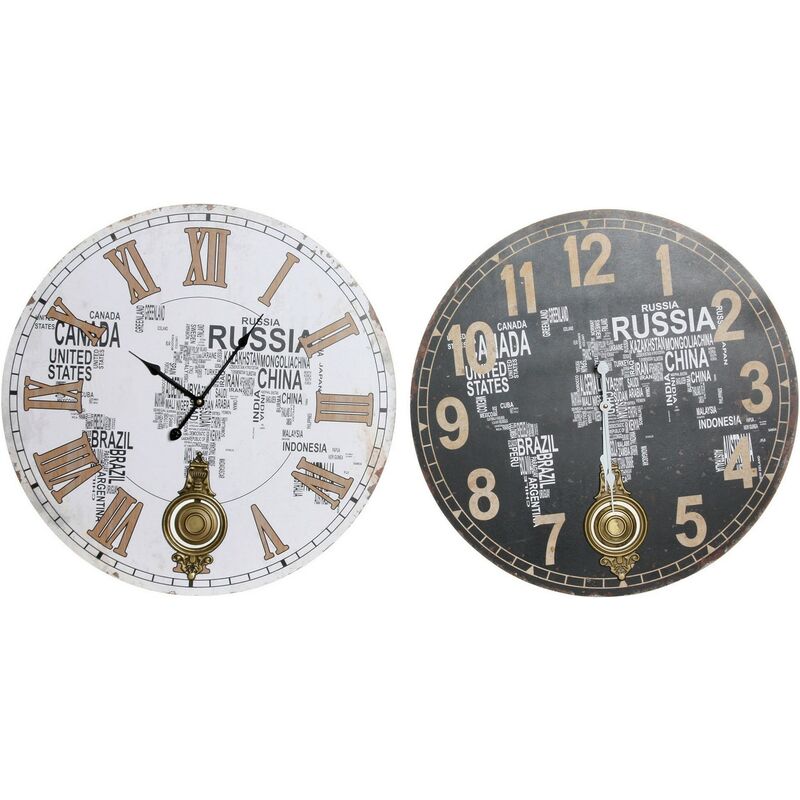 

Reloj de Pared DKD Home Decor Péndulo Mapamundi Blanco Negro Madera MDF (2 pcs) (58 x 4 x 58 cm)
