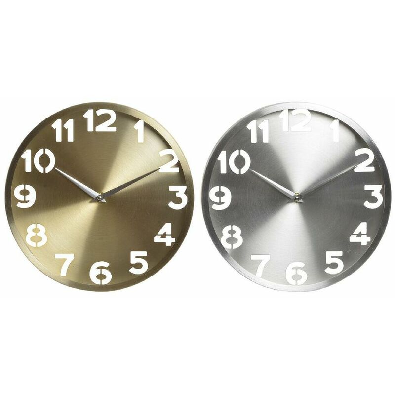 

Reloj de Pared DKD Home Decor Plateado Dorado Aluminio (2 pcs) (25 x 4 x 25 cm)