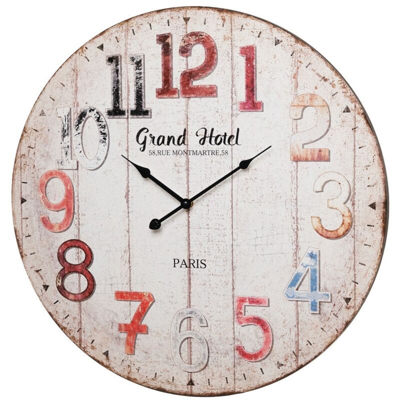 

Reloj de pared envejecido multicolor de madera MDF de Ø 60 cm