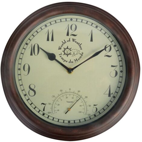 Reloj de pared exterior con term贸metro