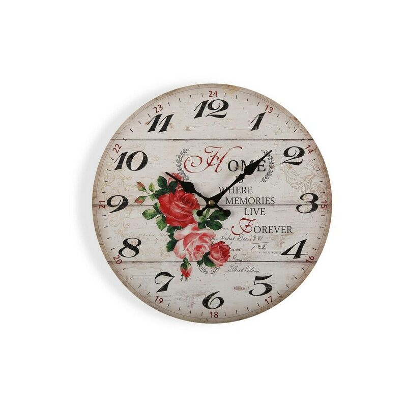 

Reloj de pared flores madera metal (ø 29 cm) - Rogal