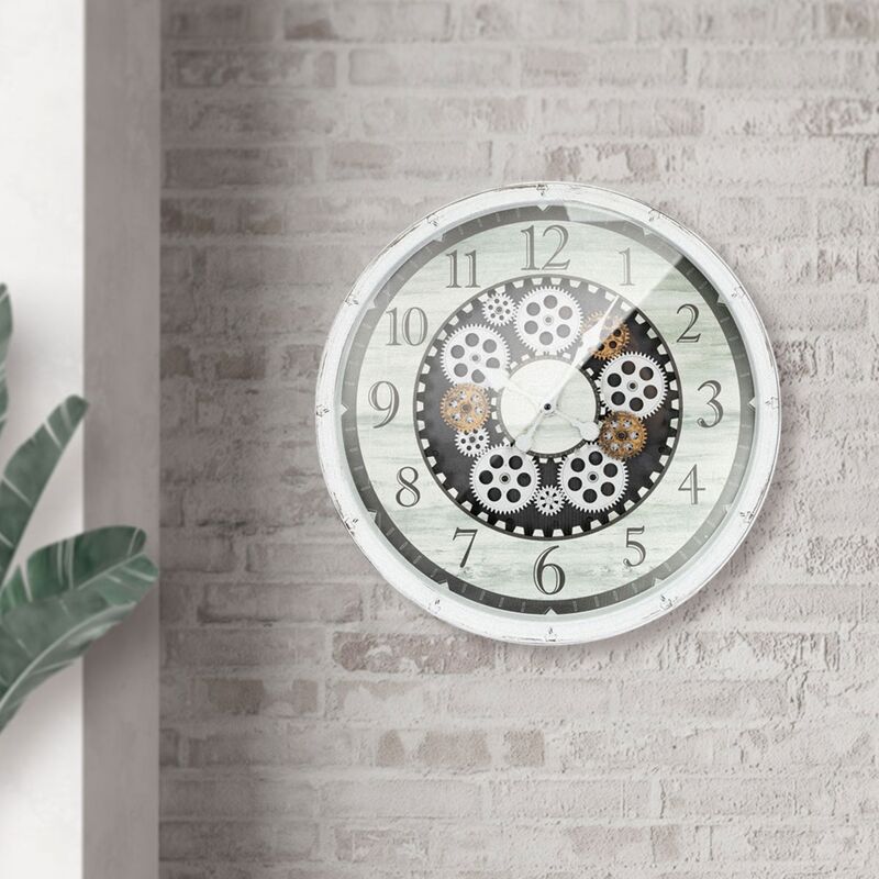 

Reloj de pared grande con números Arábigos madera mdf blanco silencioso Ø 48cm