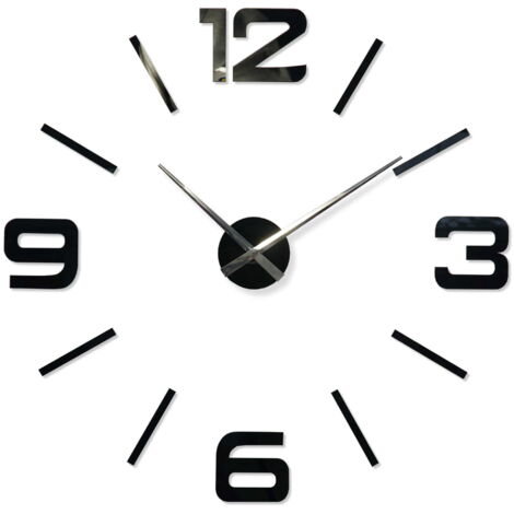 Reloj de pared grande para armar, negro, 100-130 cm