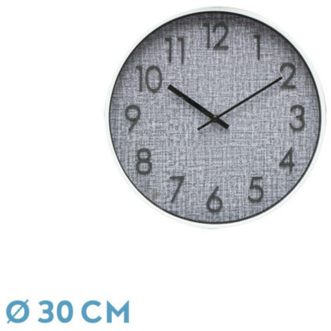 Reloj de pared HIGUERON blanco gris 30x30x0.6 cm movimiento continuo