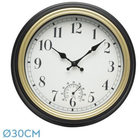 Reloj De Pared Horacio Negro-oro 30d Mov.continuo