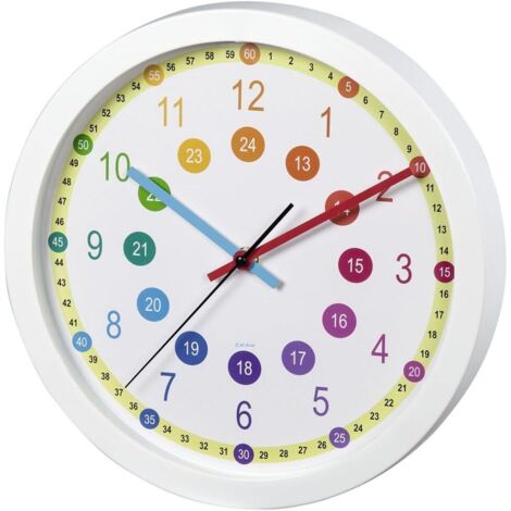 Reloj de pared infantil "Easy Learning", 30 cm de diámetro, silencioso.