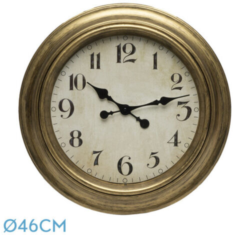 Reloj De Pared Lamba Oro 46d Agujas Retro