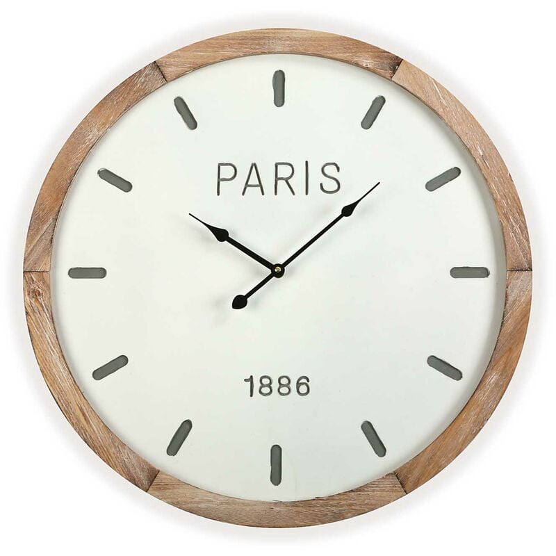 

Denis Reloj de Pared Silencioso Decorativo, 60x4,5x60cm - Blanco y marrón - Versa