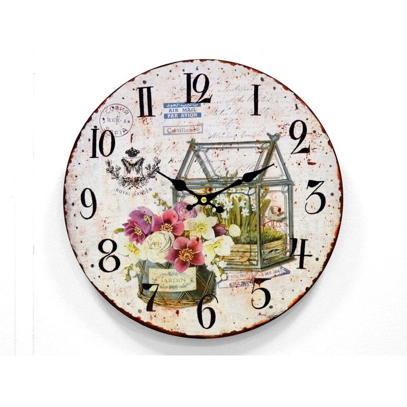 

Reloj De Pared Madera Botanica Blanca