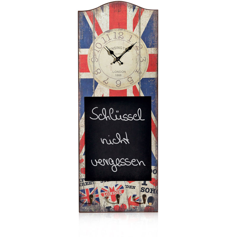 Reloj de pared Tablero de notas gancho reloj de madera diseño look usado reloj de decoración decorativo 80 gastronomía motivo bandera gb