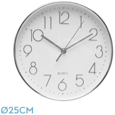 Reloj De Pared Minuto Plata 25d Mov.continuo