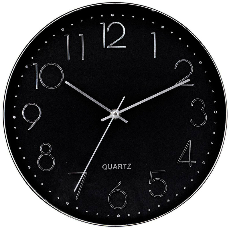 

Reloj de Pared Moderno en Relieve con Esfera Negra Ø30 cm Thinia Home Color - Plata