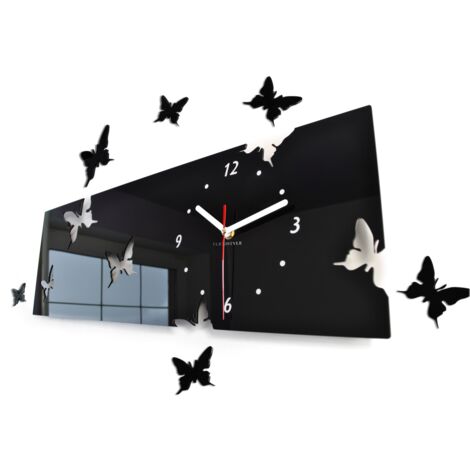 Reloj de pared moderno horizontal con mariposas