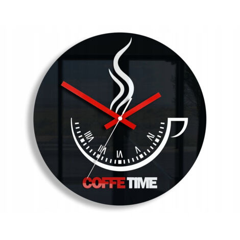RELOJ DE PARED NEGRO COFFEE TIME II