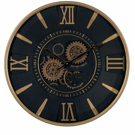 Reloj de Pared Vintage Negro/Dorado Ø27.3 cm Thinia Home