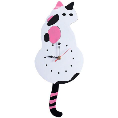 Reloj de pared para sala de estar, reloj con diseño de gato, reloj mecedora, reloj de cuarzo, reloj colgante para el hogar (Gatos)