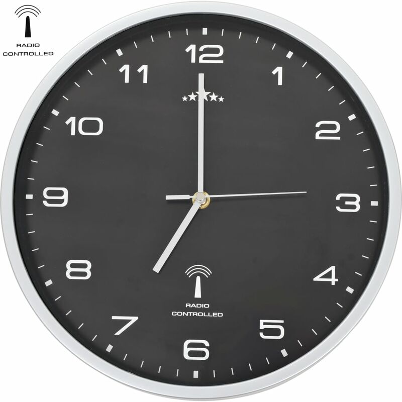 

Reloj de pared radiocontrol movimiento de cuarzo 31 cm negro - Negro