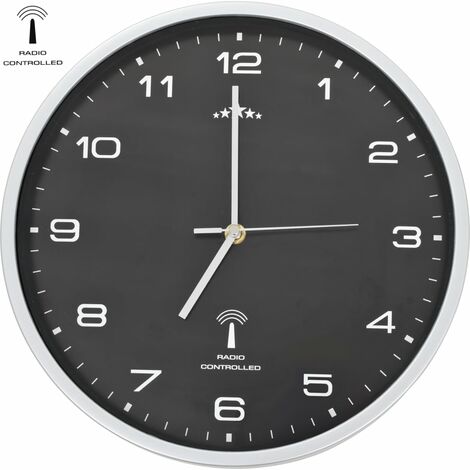 Reloj de pared radiocontrol movimiento de cuarzo 31 cm negro - Negro