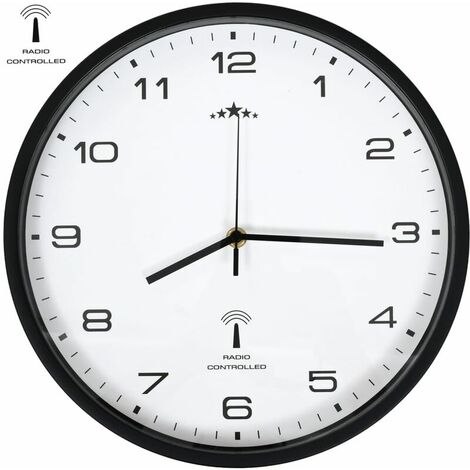 Reloj de pared radiocontrolado Movimiento de cuarzo 31 cm Blanco/negro
