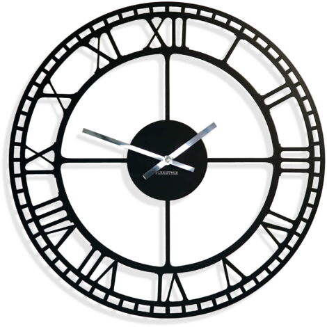 Reloj de pared retro de metal negro de 50 cm