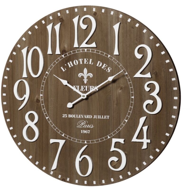 

Reloj de pared rústico marrón de madera de 60 cm