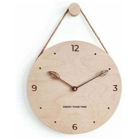 Reloj de pared rústico de madera de 30 cm para decoración del hogar. Reloj de pared analógico decorativo para sala de estar, dormitorio, cocina, oficina y casa de campo. Manecillas con diseño de hojas