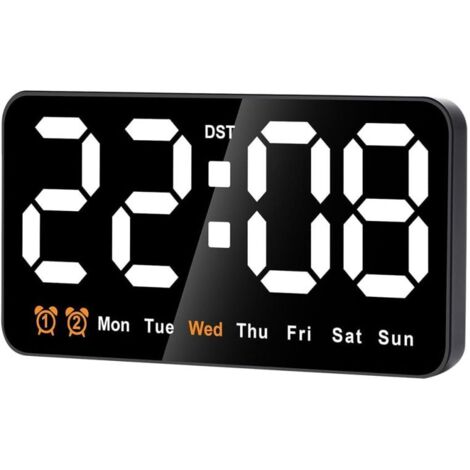 Reloj de pared sencillo con pantalla grande, de doble función, con indicador de temperatura y alarma multifunción, color blanco.