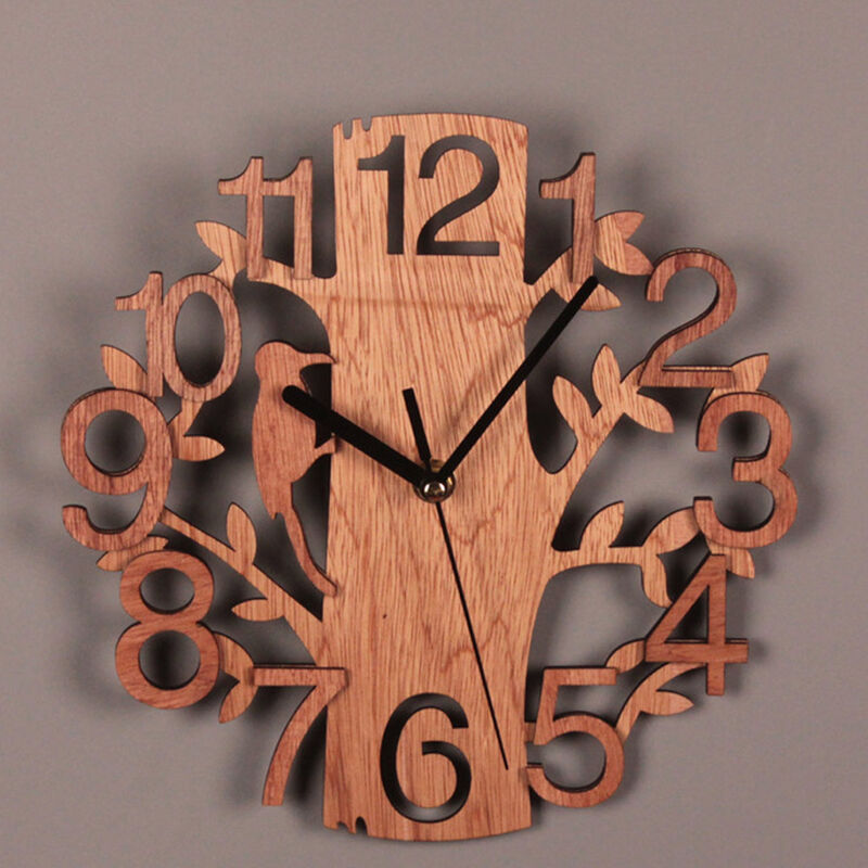 

Reloj de pared silencioso en forma de árbol Reloj de pared de pájaro de doble capa tridimensional