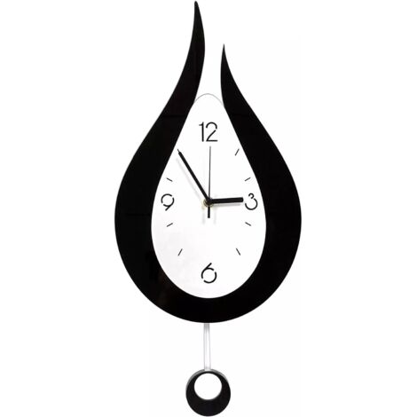 Reloj de pared silencioso sin tictac, reloj de pared moderno y creativo con péndulo en forma de lágrima, reloj digital para decoración de pared en dormitorio, sala de estar, cocina y oficina