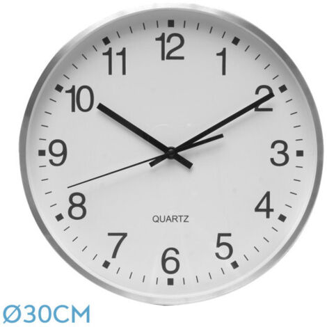 Reloj de pared team aluminio-blanco 30d movimiento continuo