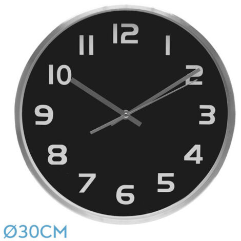 Reloj de pared team aluminio-negro 30d movimiento continuo