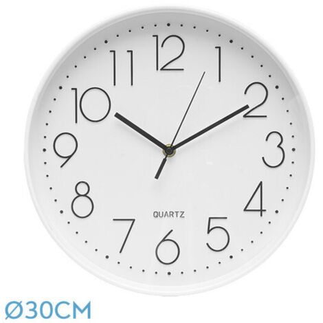 Reloj De Pared Tiempo Blanco 30d Mov.continuo