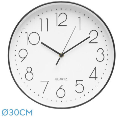 Reloj De Pared Tiempo Negro 30d Mov.continuo