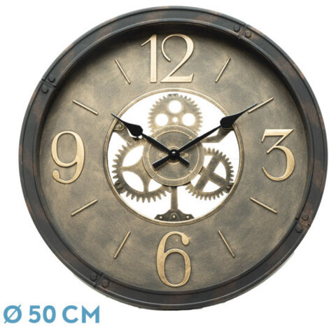 Reloj de pared TORROX cuero 50x50x5 cm movimiento continuo