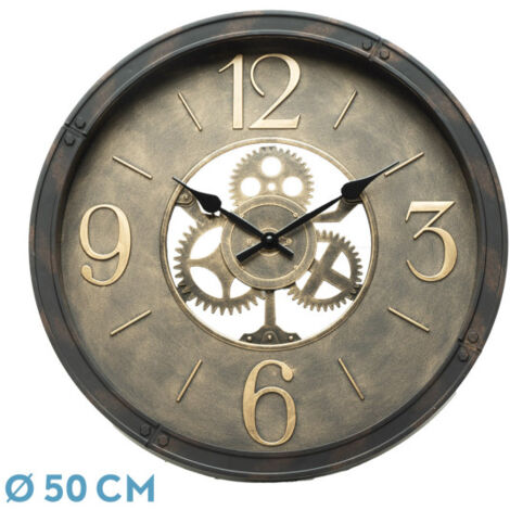 Reloj de pared TORROX cuero 50x50x5 cm movimiento continuo