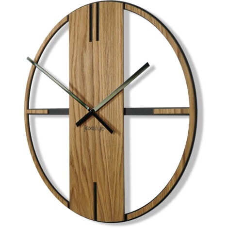 Reloj de pared único de madera de roble de 50 cm