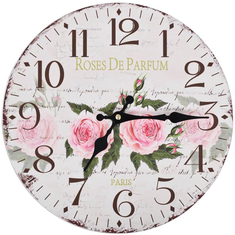 

Reloj de pared vintage con flores 30 cm - Multicolor