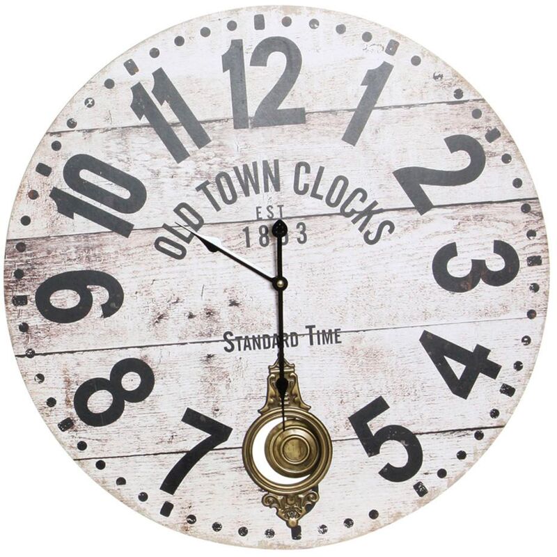 

RELOJ DE PARED VINTAGE CON PÉNDULO EN MDF Y METAL ENVEJECIDO 58 X 58 CM | Modelo 2