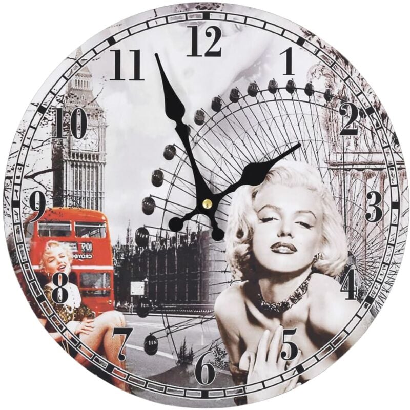 

vidaXL Reloj de pared vintage Marilyn Monroe 30 cm - Multicolor