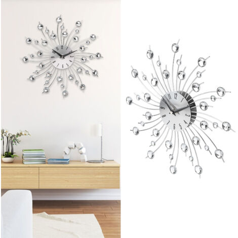 Reloj de pared vintage silencioso de hierro forjado, sin tictac, para dormitorio, cocina u oficina. Diámetro: 33 cm. Fabricado en metal y plástico negro. No incluye pila AA.