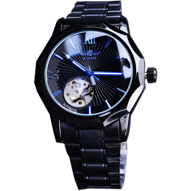 

Reloj de pulsera analogico con esfera de esqueleto transparente para hombre ganador, reloj mecanico automatico de lujo a la moda