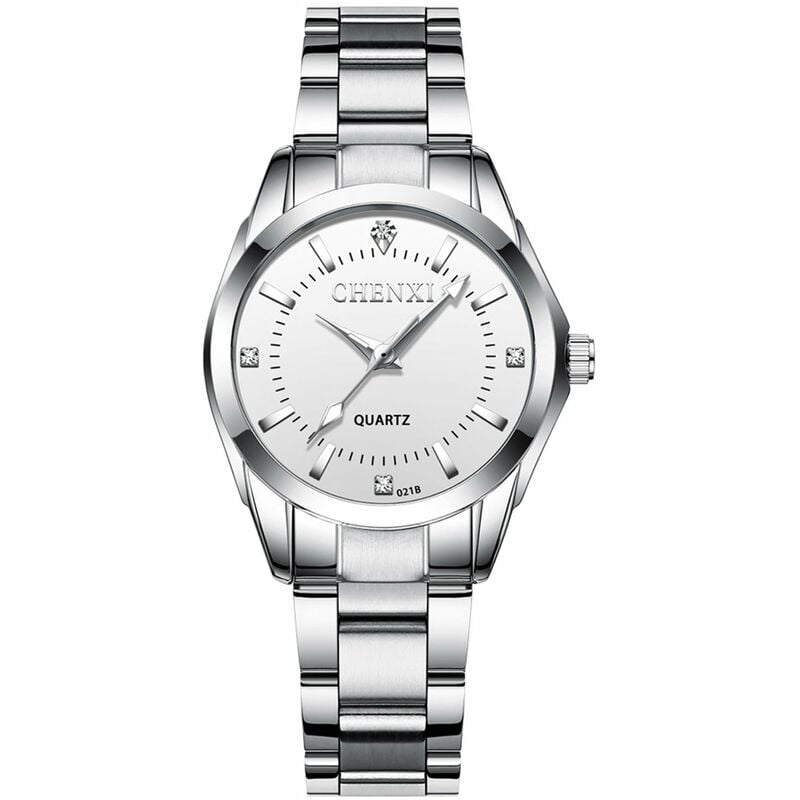 

Reloj de pulsera clasico de cuarzo para mujer, reloj de pulsera de moda para mujer con banda de acero solido, puntero luminoso, 3ATM, resistente al