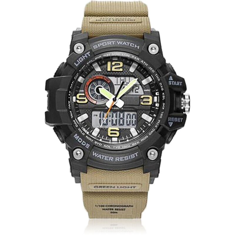 

Reloj deportivo para exteriores de cuarzo digital analogico con esfera dual de cara grande para hombre Pantalla luminosa resistente al agua de 164