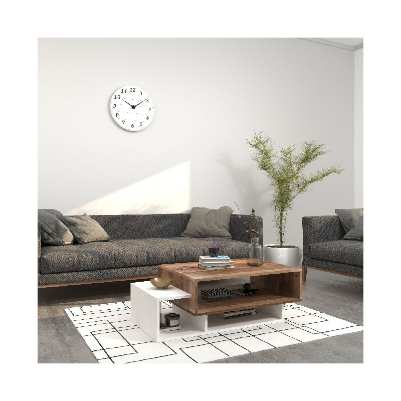 

Reloj Desde la pared - Bajo - con estantes - de la sala de estar, de la sala de estar - Blanco, Madera en Madera, 100 x 60 x 35 cm