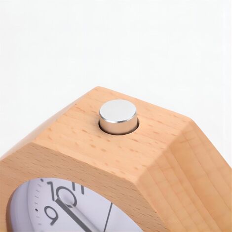 Reloj despertador analógico de madera, pantalla LED silenciosa con números arábigos, luz nocturna con función de pilas, ajustable para niños, apto para niños y niñas, color amarillo.