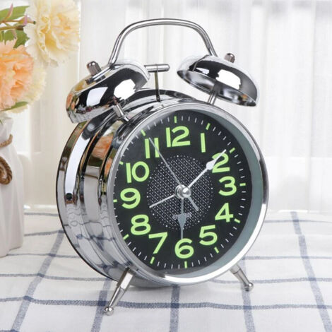 Reloj despertador analógico retro con doble campana, potente y de estilo vintage, funciona con pilas.