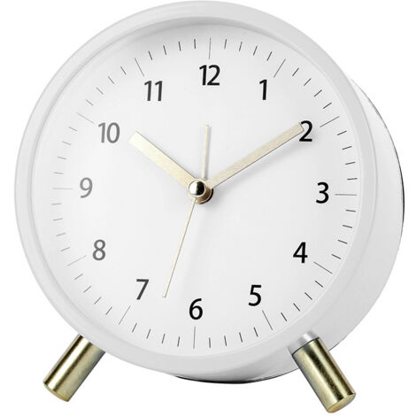 Reloj despertador analógico, súper silencioso, sin tictac, con luz nocturna, funciona con pilas, moderno y redondo de metal, ideal para escritorio, dormitorio, personas mayores, adultos, niños y como 