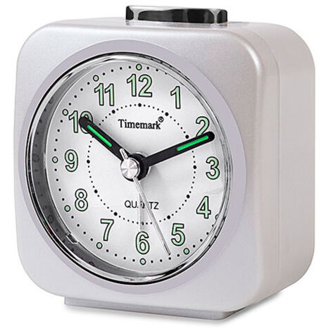 Reloj-Despertador Analógico Timemark Blanco Silencioso con sonido Modo noche