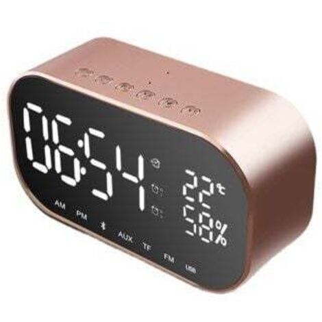 Reloj despertador Bluetooth, altavoz de radio FM con termómetro y función manos libres.