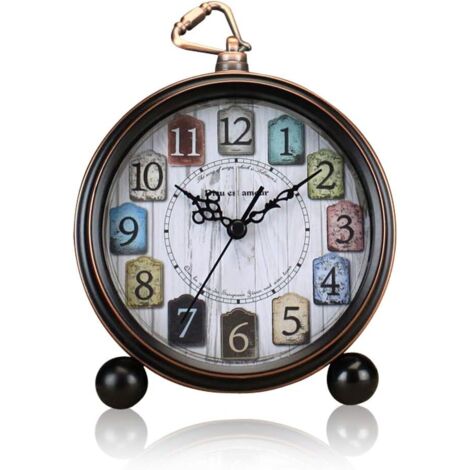 Reloj Despertador clásico Retro de 5 Pulgadas, sin garrapatas de Metal silencioso, Antiguo Estante de Mesa de Escritorio, Reloj de Cuarzo, Funciona con Pilas para mesillas de Noche